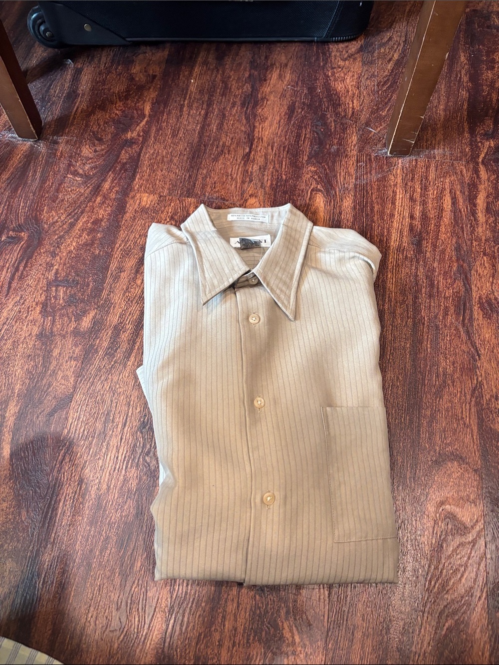 Alfani Beige Pinstripe Button-Up Shirt